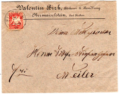 Bayern 1890, 10 Pf. Auf Firmen Brief V. Obermaiselstein M. K1 FISCHEN - Covers & Documents