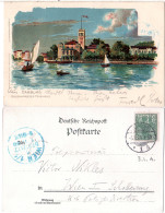 DR 1900, 5 Pf. Germania M. Perfin Firmenlochung B.L.A. Auf Litho AK V. Hamburg - Autres & Non Classés