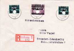 Generalgouvernement 1940, 50+40+50 Gr. Auf Einschreiben Brief V. Krakau 1 - Besetzungen 1938-45
