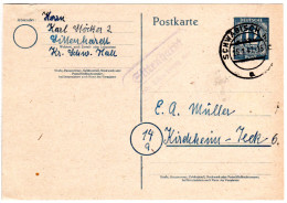 1947, Landpost Stpl. SITTENHARDT über Schwäbisch Hall Auf 12 Pf. Ganzsache - Brieven En Documenten