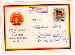 DDR 1958, Landpost Stpl. KRUGAU I über Lübben Auf Jubiläums Brief M. 20 Pf. - Covers & Documents