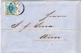 Österreich 1855, Breitrandige 9 Kr. Auf Brief V. K1 SISSEK Via Agram N. Wien - Lettres & Documents