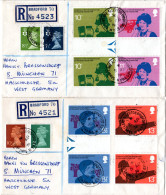 GB 1975, 4 Stegpaare 100 J. Telefon Auf 2 Einschreiben Briefen N. Deutschland - Andere & Zonder Classificatie