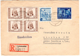 DDR 1952, 6 Sondermarken Auf Einschreiben Brief V. Klostermansfeld I.d. CSSR - Briefe U. Dokumente