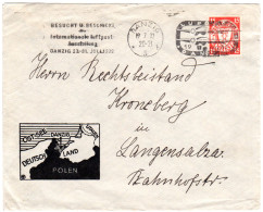 Danzig 1932, 15 Pf. Auf Illustriertem Brief M. Luftpostausstellung Maschinenstpl - Briefe U. Dokumente