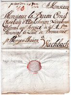 Bayern 1782, Portobrief V. Nürnberg N. Wachbach Per Mergentheim, Württemberg - Precursores