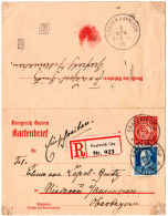Bayern 1918, 20 Pf. Zusatzfr. Auf Eingeschr. 10 Pf. Kartenbrief V. Grafrath - Briefe U. Dokumente
