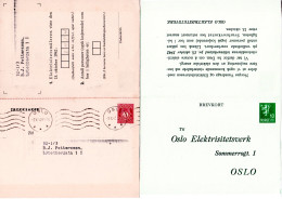 Norwegen 1942, Gebr. 5+10 Doppelkarte Ganzsache Des Oslo Elektrisitetsverk - Cartas & Documentos