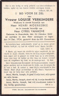 Doodsprentje / Image Mortuaire Louise Verkindere - Moerkerke - Vanhove Moorslede Ieper 1860-1934 - Obituary Notices