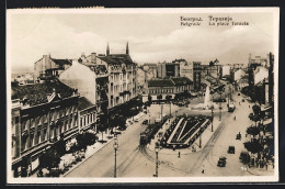 AK Belgrade, La Place Terazia, Strassenbahnen  - Tram