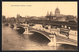 AK London, Blackfriars Bridge, Strassenbahn  - Tramways