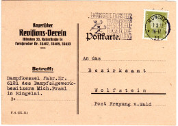 DR 1932, Karte D. Bayr. Revisions Vereins V. München N. Wolfstein Post Freyung - Cartas & Documentos
