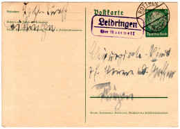 DR 1939, Landpoststpl. LEIDRINGEN über Rottweil Auf 6 Pf. Ganzsache  - Lettres & Documents