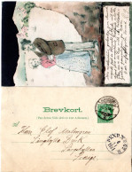 Norwegen 1901, 5 öre Ganzsache M. Rs. Zeichnung V. Kristiania N. Schweden - Covers & Documents
