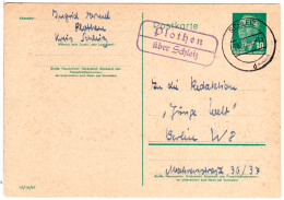 DDR 1956, Landpoststempel PLOTHEN über Schleiz Auf 10 Pf. Ganzsache. - Covers & Documents