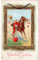 Valentine Greetings Mit Pferd U. Reiter, 1914 Gebr. Präge-Farb-AK - Andere & Zonder Classificatie