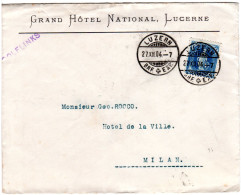 Schweiz 1904, 25 C. Auf Hotel Brief V. Luzern N. Italien - Brieven En Documenten