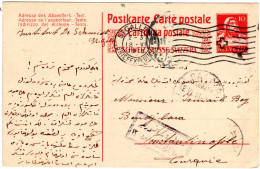 Schweiz 1916, 10 C. Ganzsache V. St. Gallen M. Türkei Zensur N. Constantinopel - Covers & Documents