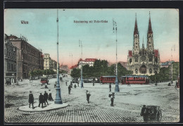 AK Wien, Schottenring Mit Votivkirche, Strassenbahn  - Tramways