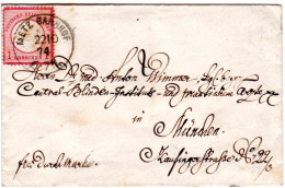 DR 1874, 1 Gr. Auf Brief V. Metz Bahnhof A.d. Central Blinden-Institut München - Brieven En Documenten