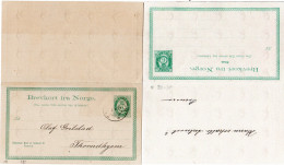 Norwegen P 14, Gebr. 6+6 öre Doppelkarte Ganzsache M. Stpl. Trondhjem - Cartas & Documentos