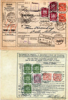 DR 1926, 12 Marken Vorder- U. Rücksetig Auf Paketkarte V. VIERSEN N. Norwegen - Covers & Documents