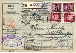 DR 1926, 2x30+2x100 Pf. Auf Paketkarte V. Nürnberg N. Norwegen - Covers & Documents