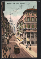 AK Milano, Corso Vittorio Emanuele, Strassenbahn  - Tramways