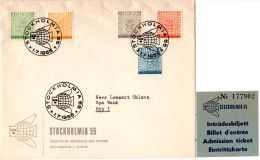 Schweden, Stockholmia 1955, 5 Werte Kpl. Auf FDC Brief M. Entspr. Sonderstpl. - Sonstige & Ohne Zuordnung