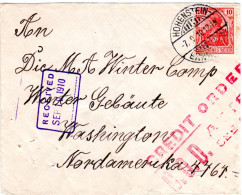 DR 1910, EF 10 Pf. Auf Brief V. Hohenstein-Ernsttahl N. USA. Schnellster Weg. - Cartas & Documentos