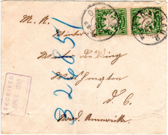 Bayern 1910, 2x5 Pf. Auf Brief V. Dachau N. USA. Sogenannter "Schnellster Weg". - Storia Postale