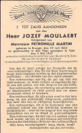 Doodsprentje / Image Mortuaire Jozef Moulaert - Martin Brugge Ieper 1863-1937 - Esquela