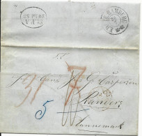 NL 1858, Roter K1 Rotterdam Auf Porto Brief Via KDOPA Hamburg N. Dänemark - Altri & Non Classificati