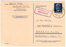 DDR 1955, Landpost Stpl ISSERODA über Weimar Auf 12 Pf. Ganzsache - Covers & Documents