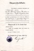 Hof 1917, Bürgerrechts-Urkunde WK I M. Siegelstempel U. Unterschrift - Other & Unclassified