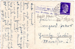 DR 1942, Landpost Stpl. NINDORF AM WALDE über Buchholz Auf Karte M. 6 Pf.  - Briefe U. Dokumente