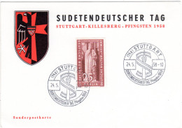 Stuttgart, Ereigniskarte M. Sonderstempel Sudetendeutscher Tag Pfingsten 1958 - Altri & Non Classificati