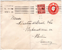 GB 1913, 1 1/2d M. Perfin Auf 1d Ganzsache Brief V. London N. Deutschland - Autres & Non Classés