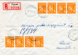 Finnland 1950, 8x5 Mk Auf Brief  V. Kangaslampi M. Aushilfs R-Zettel Viijolahti - Sonstige & Ohne Zuordnung