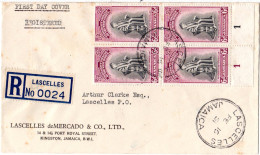 Jamaica 1951, 4er-Block 6d Universität Auf Einschreiben FDC V. Lascelles. - Otros - América