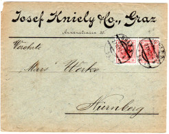 Österreich 1907, Paar 10 H. Auf Firmenbrief V. Graz N. Bayern - Briefe U. Dokumente