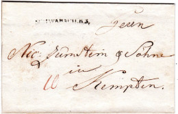 Bayern 1821, L1 SCHWABACH R.3. Auf Porto Brief N. Kempten. - Precursores