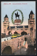 AK Köln, Hohenzollernbrücke Mit Westportal, Strassenbahn  - Tram
