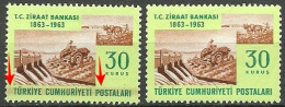 Turkey; 1963 Centenary Of The Turkish Agricultural Bank 30 K. ERROR "Print Stain" - Unused Stamps
