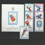 Romania 1967 Olympic Games Grenoble Set Of 7 + S/s MNH - Winter 1968: Grenoble