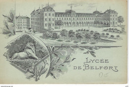90  - Lycee De BELFORT ( Gravure Fond Bleu ) - Belfort - Ville