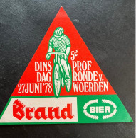 Woerden - Brand Bier -  Sticker - Cyclisme - Ciclismo -wielrennen - Cycling