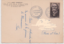 FDC Sur Carte Postale Cachet 1951 Musée Clémenceau Paris - 1950-1959