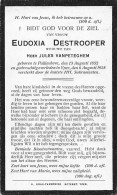 Doodsprentje / Image Mortuaire Eudoxia Destrooper - Vanpeteghem - Pollinkhove Ieper 1852-1928 - Décès