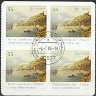Deutschland 2006 Aus MH 63  Oberes Mittelrheintal Mi-Nr. 2537 4er Block O Gest. EST Frankfurt( B 2897 ) - Used Stamps